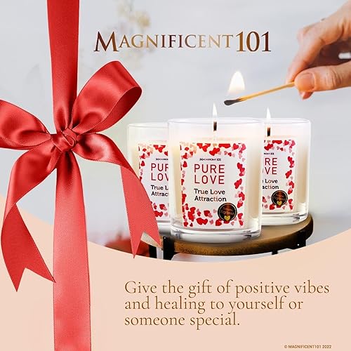 Miniatura 6 de Magnificent 101 Pure Love - Juego de 3 velas de aromaterapia para una verdadera atracción amorosa, 3.5 onzas cada cera de soja natural, 42 horas de