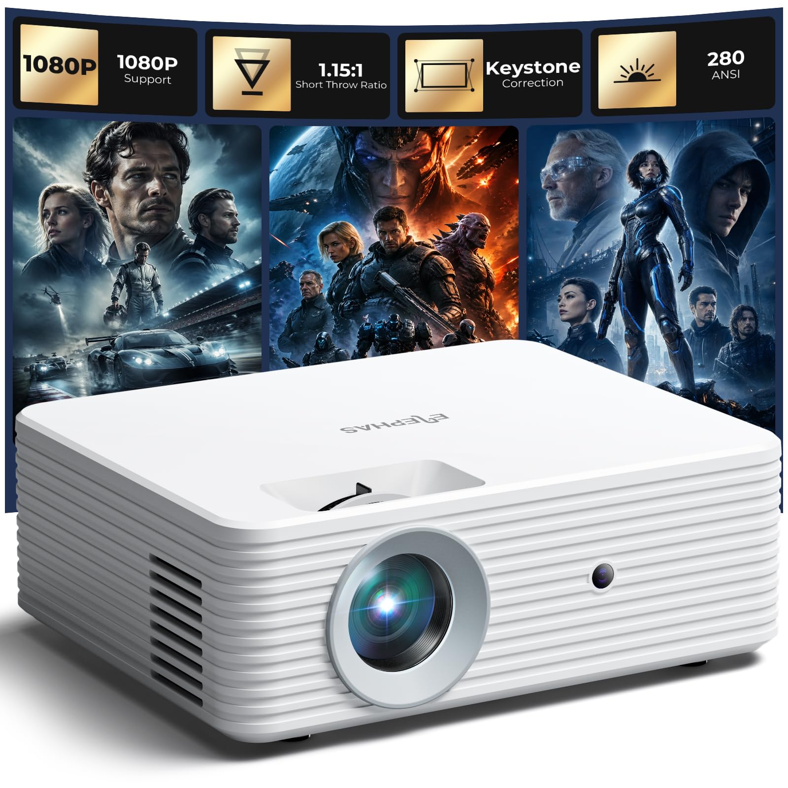 Photo 1 of Mini Projector for iPhone, ELEPHAS Portable Projector for Bedroom