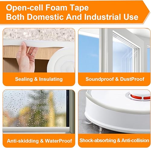 Miniatura 7 de Futuwi Burlete de espuma para aire acondicionado - 2 rollos, 1 pulgada de ancho x 1 pulgada de grosor, total de 13 pies de largo, espuma de célula