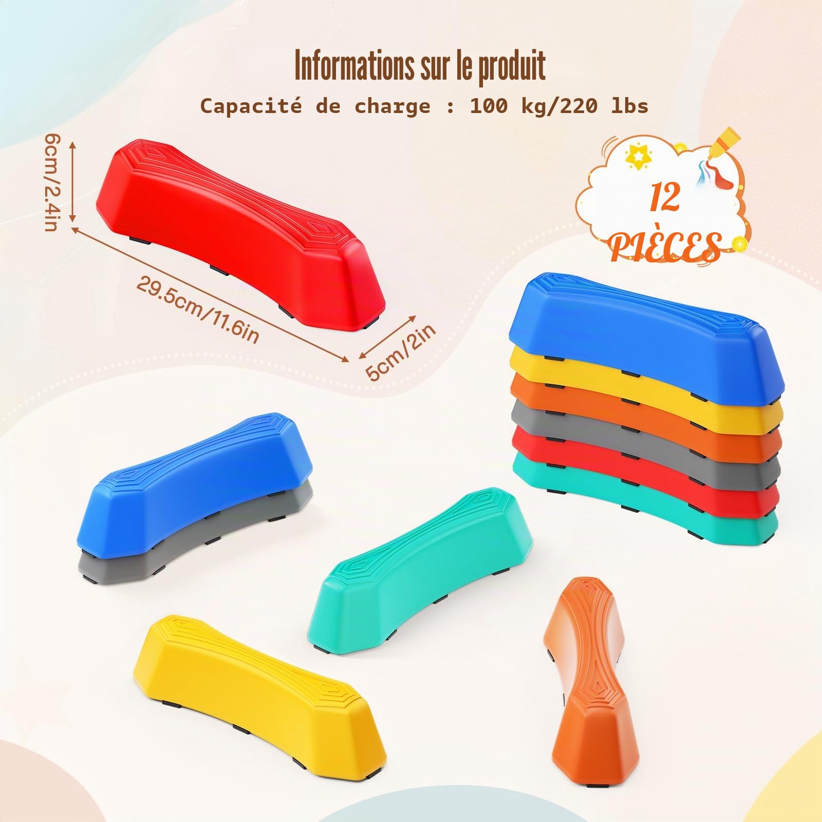 Pierres d'équilibre pour enfants - Pierres empilables - Favorisent l'équilibre