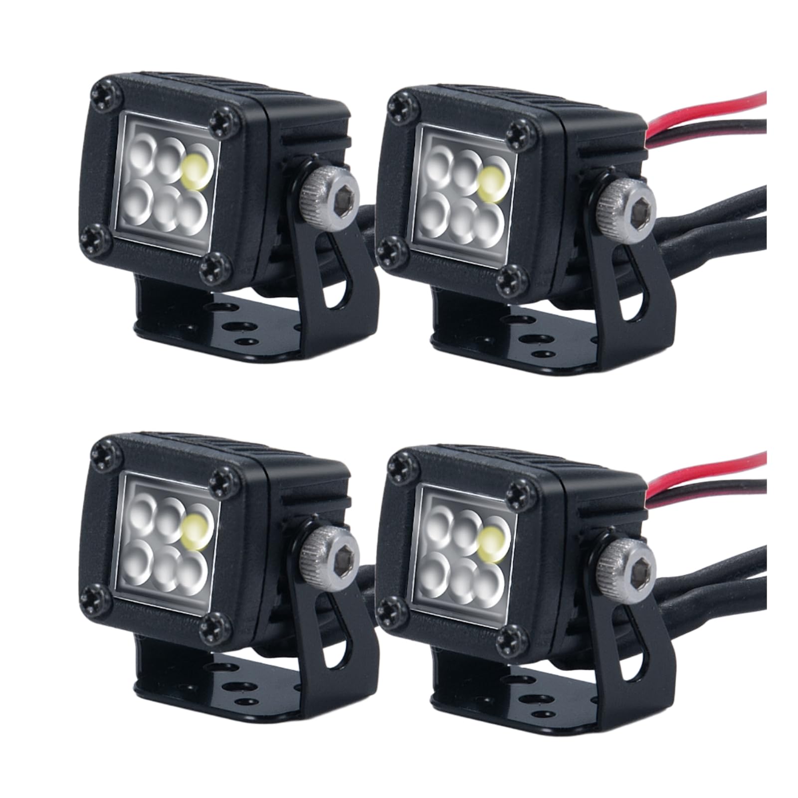 MORFUM RC Car LED Lights Headlights Headlamp Square Lens Spotlight 4PCS Compatible with 1/10 RC Crawler Car TRX4 TRX6 Axial SCX10 90046 RR10 D90 Upgrades Parts (A-6 Holes)