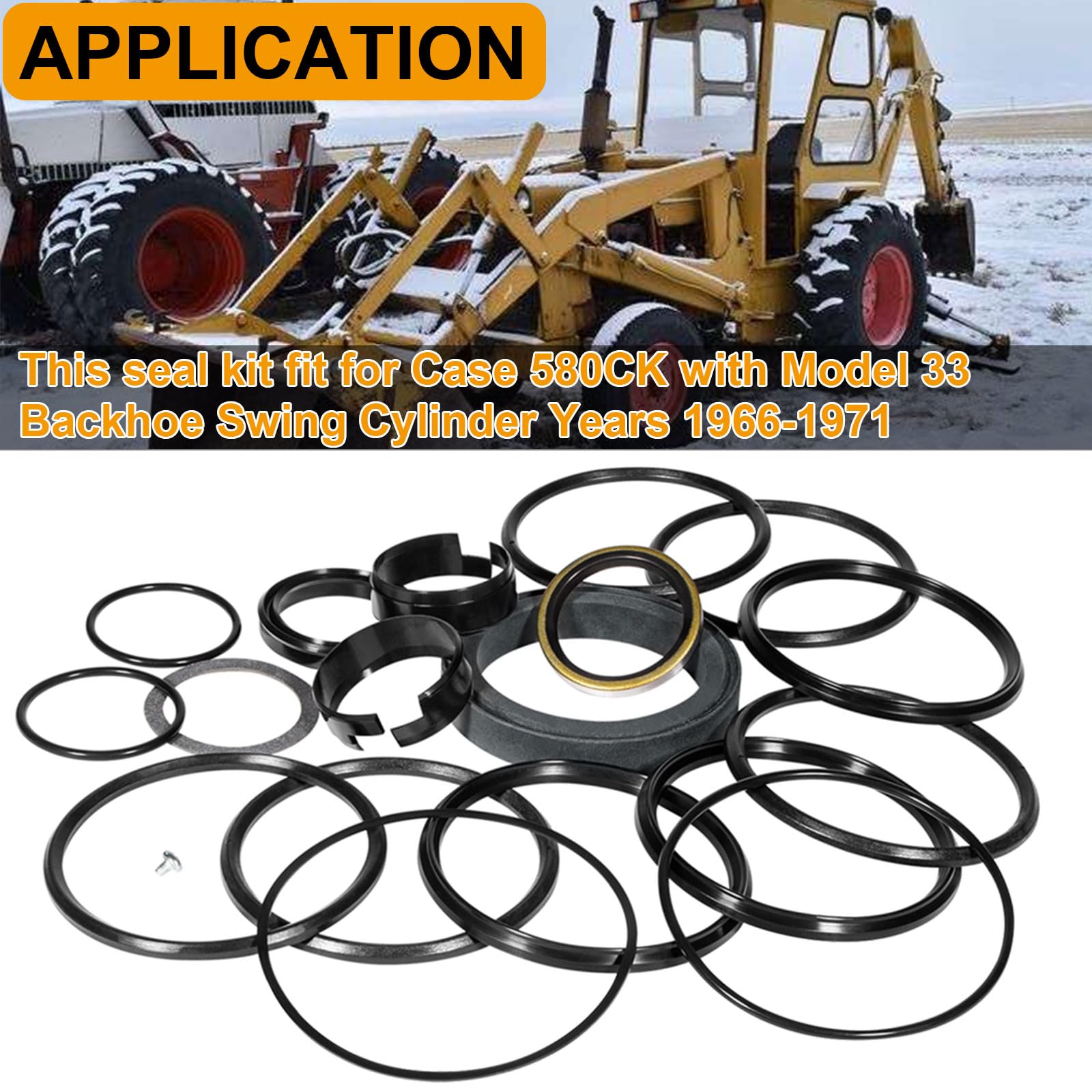 Cylinder Rebuild/Repair Seal Kit Fit for Case 580CK with Model 33 Backhoe Swing Cylinder Years 1966-1971 1-3/4