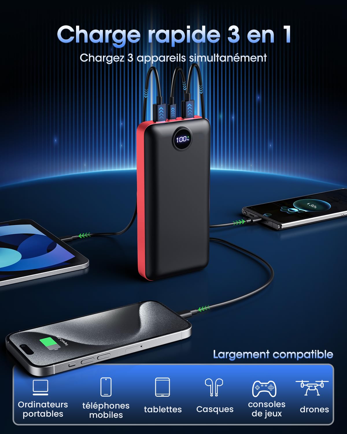 Batterie Externe 50000mAh Charge Rapide 22.5W