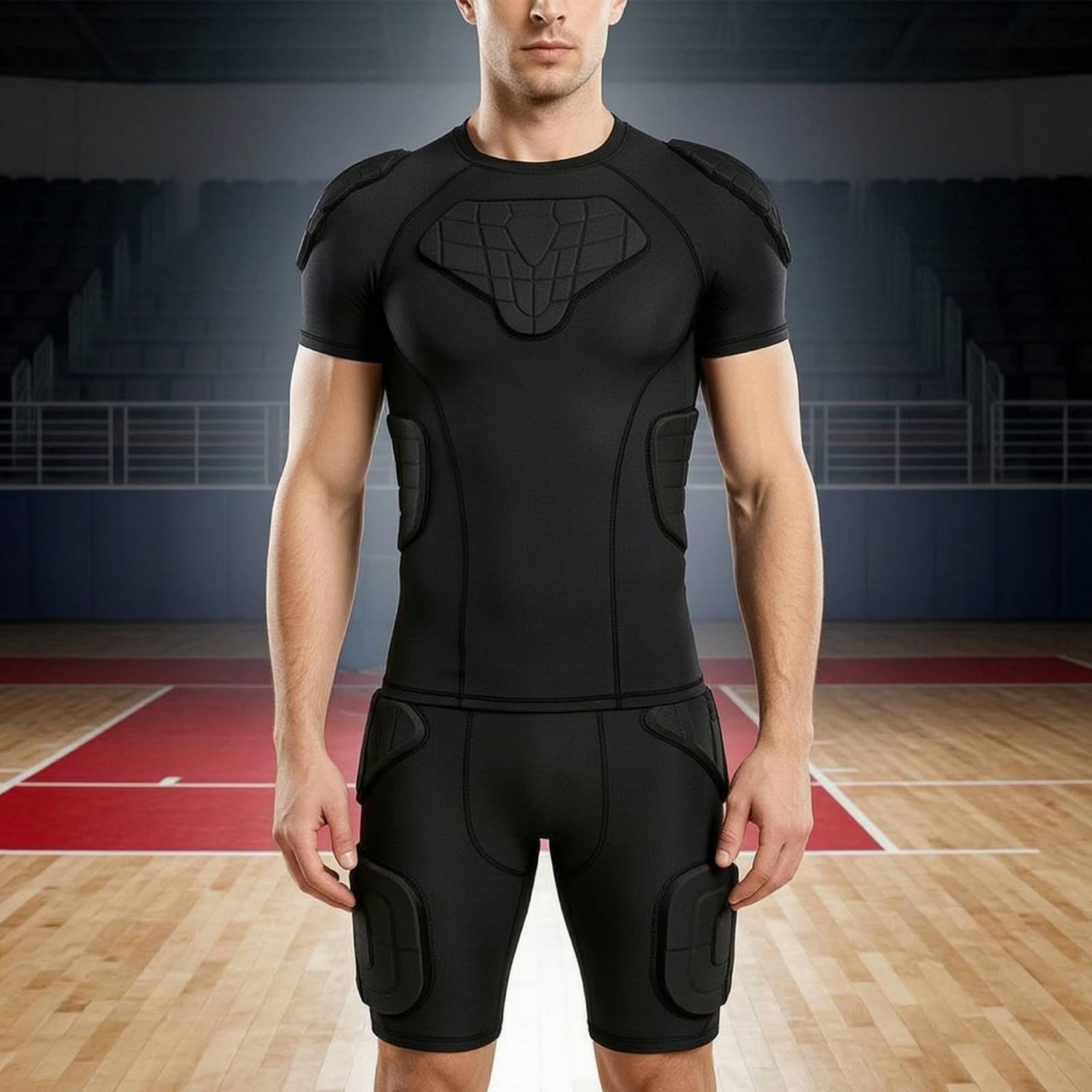 Camiseta Compresión Acolchada Suave Camiseta con Protección Acolchada Gruesa Indumentaria Deportiva para Deportistas