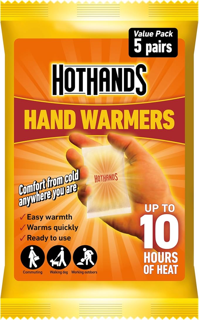 HotHands Hand Warmers - Up to 10 Hours of Heat - 40 Pairs - Air Activated, Odourless, Natural & Safe – Air-activated hand warmers providing up to 10 hours of natural, odourless heat — safe, easy to use, and perfect for cold weather activities, commuting, or outdoor events. Bestselling essential for staying warm during winter walks, sports, or festivals.
