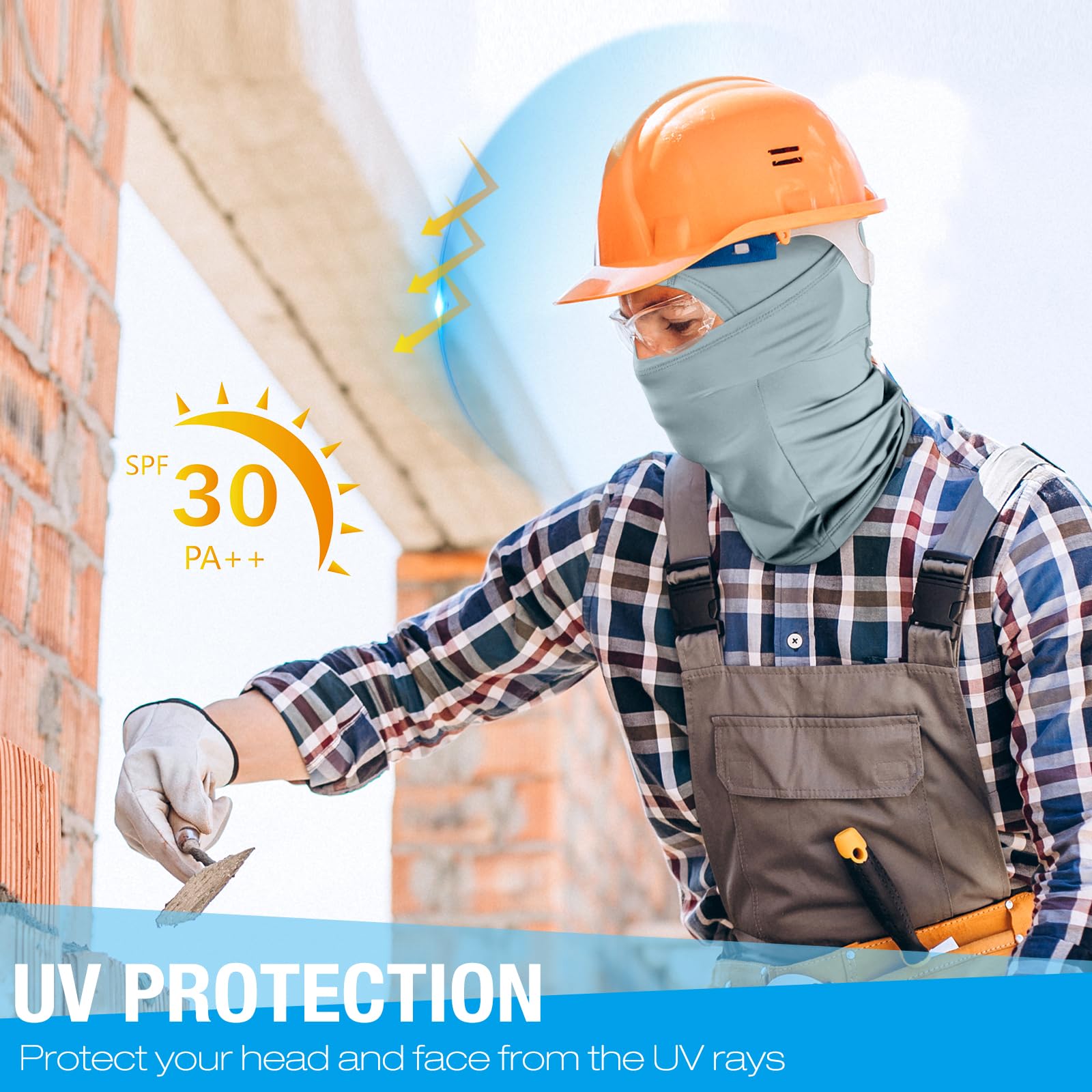 Lot de 2 cagoules rafraîchissantes - Masque d'été - Protection contre les UV - Protection solaire - Masque intégral pour homme - Moto - Cyclisme