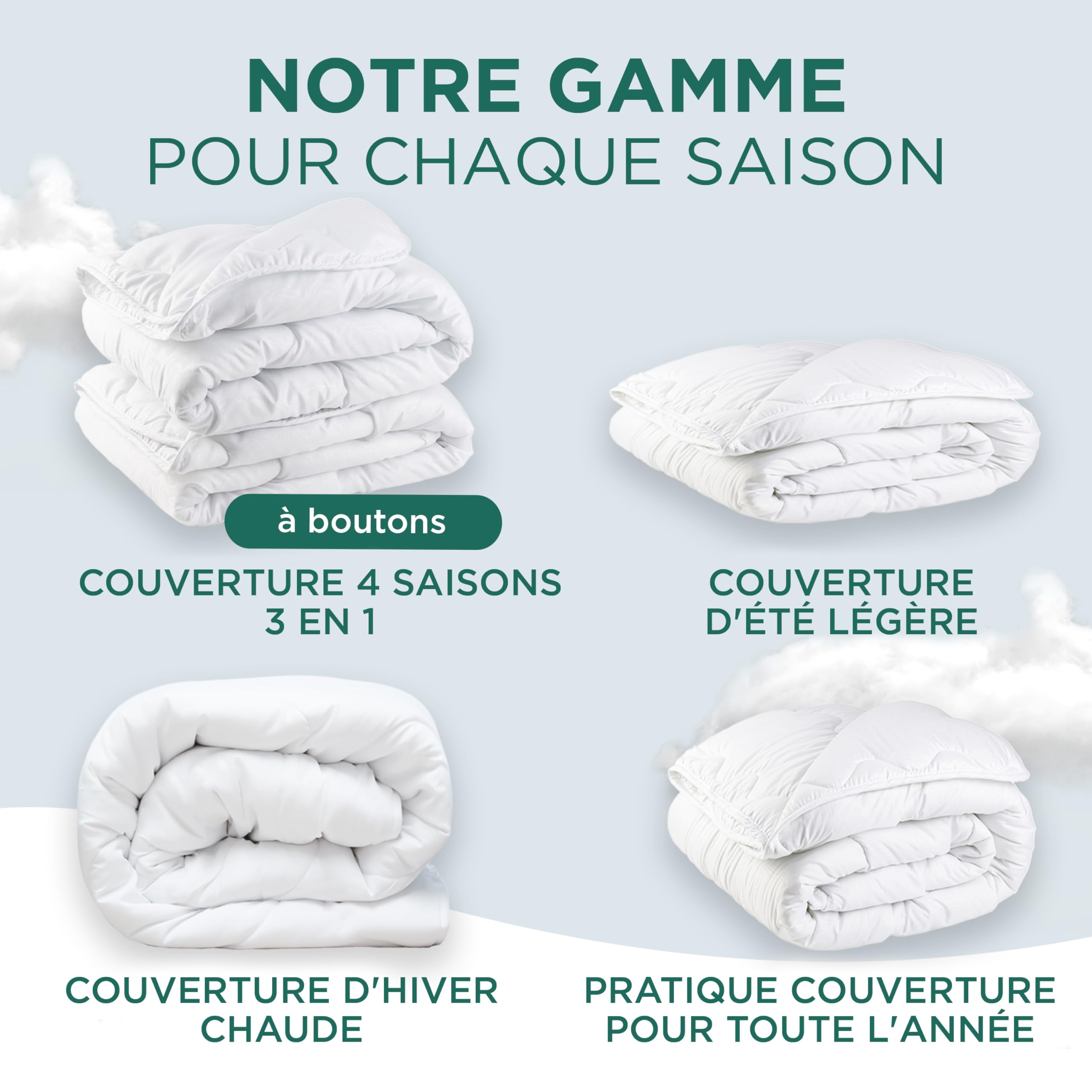 KNERST® Couette Été 260x240 – Couette Légère et Respirante – Couette Microfibre pour Nuits Chaudes – Couverture Lit Lavable et Confortable