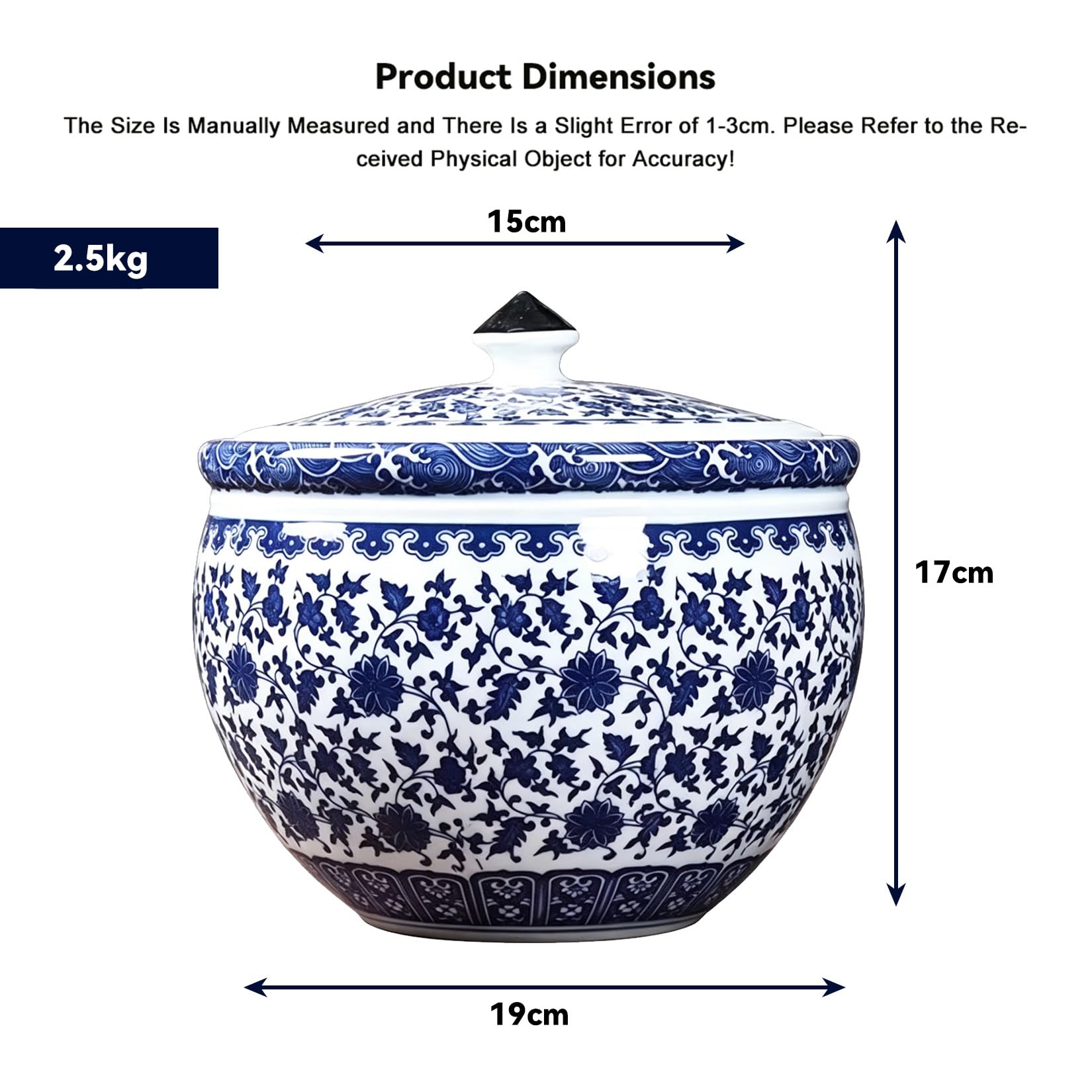 Niebiesko-biały Ceramiczny Słoik Na Ryż Klasyczny Porcelanowy Dozownik Do Żywności Beczka Na Ryż 5kg/10kg/15kg Pojemnik Na Karmę Dla Zwierząt(C,2.5kg)