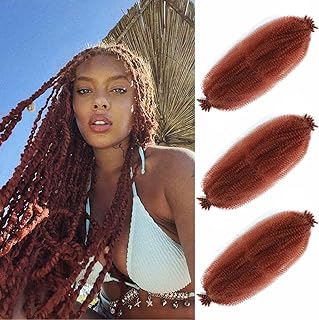Ginger Afro Twist Hair 16 Inch 3 Packs Springy Afro Twist Hair Pre Fluffed Spring Twist Hair Kinky Marley Braiding Hair Afro Twist Wrapping Hair for Soft Locs (16 Inch, 3packs, 350#)