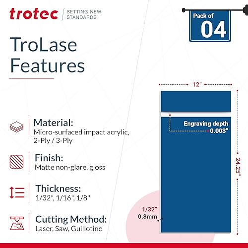 Miniatura 2 de Trotec TroLase  12 x 24.25 x 132 pulgadas, 4 unidades, azulblanco, 2 capas, acrílico modificado, grabado láser, lámina de plástico de doble color,