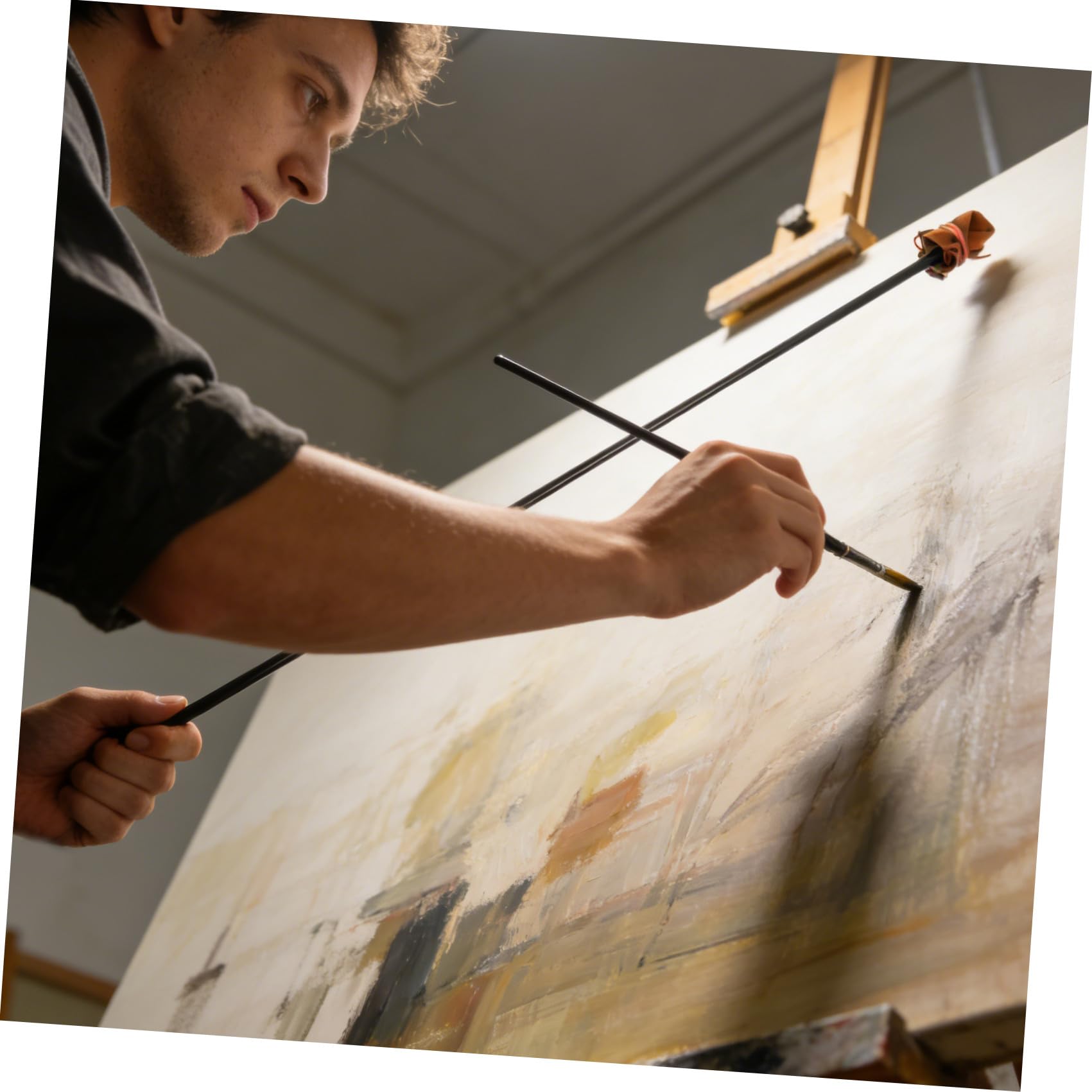 Bâton Stabilisateur de Main en Bois et Métal pour Peinture, Maintien de Posture Correcte, Outil Classique pour Artistes Professionnels et Amateurs en Dessin et Peinture à L'huile