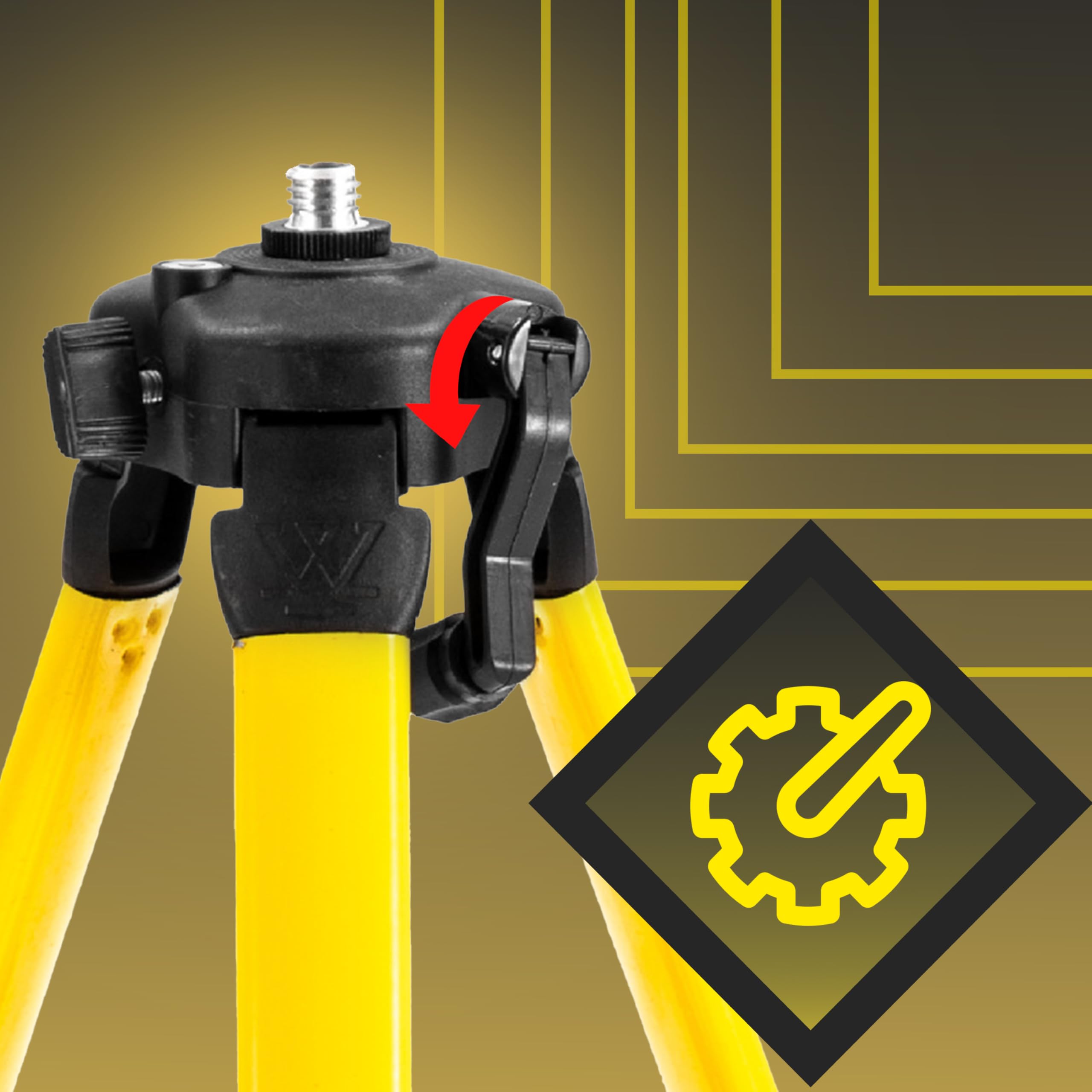 Retoo Trépied de Niveau Laser et Projecteurs 44–119 cm, Télescopique Support Aluminium Avec Filetage 5/8", Niveau À Bulle Intégré, Pied De Chantier Pour Atelier, Garage