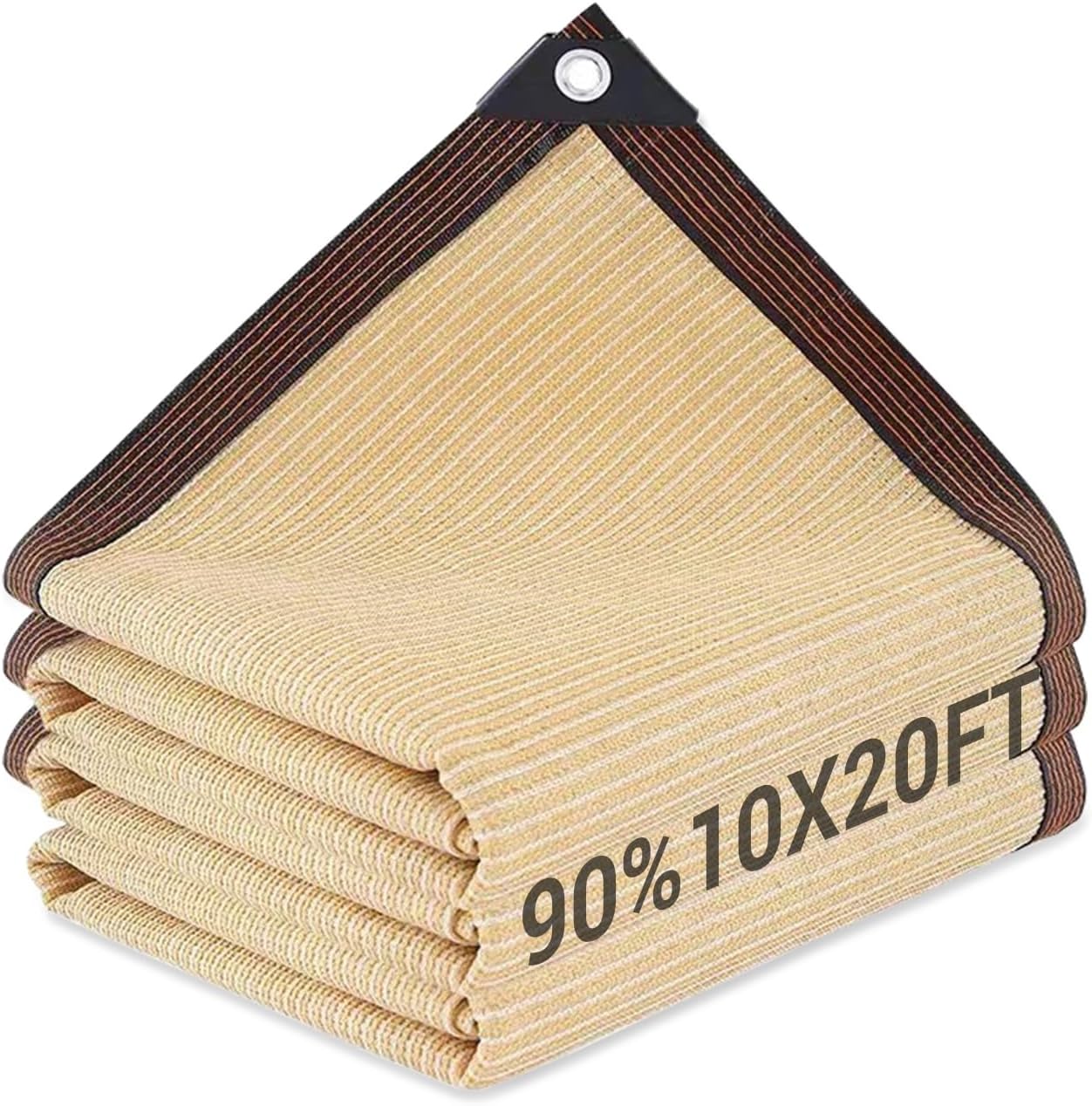 Shade Cloth 10x20FT with Reinforced Grommets, 90% Beige Sunshade Fabric Cloth, HDPE Netting Tarp for Garden, Greenhouse, Patio,etc.