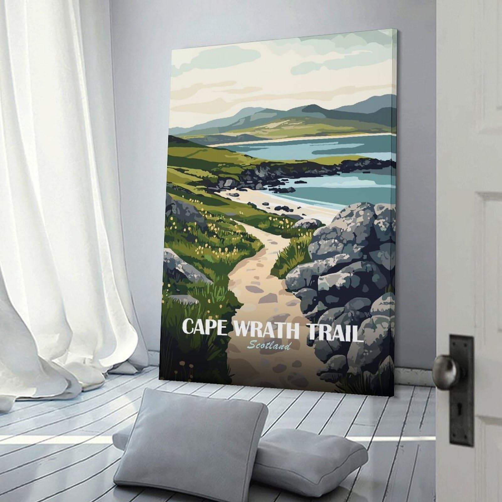 Junmoney Frame-Style-15-2 Decorative Wall Artwork Cape Wrath Trail Scotland Landscape Art, 24X36inch(60X90cm), For Corridors, Hallways Or Apartment Entries, Wall Decor To Refresh Empty Corners