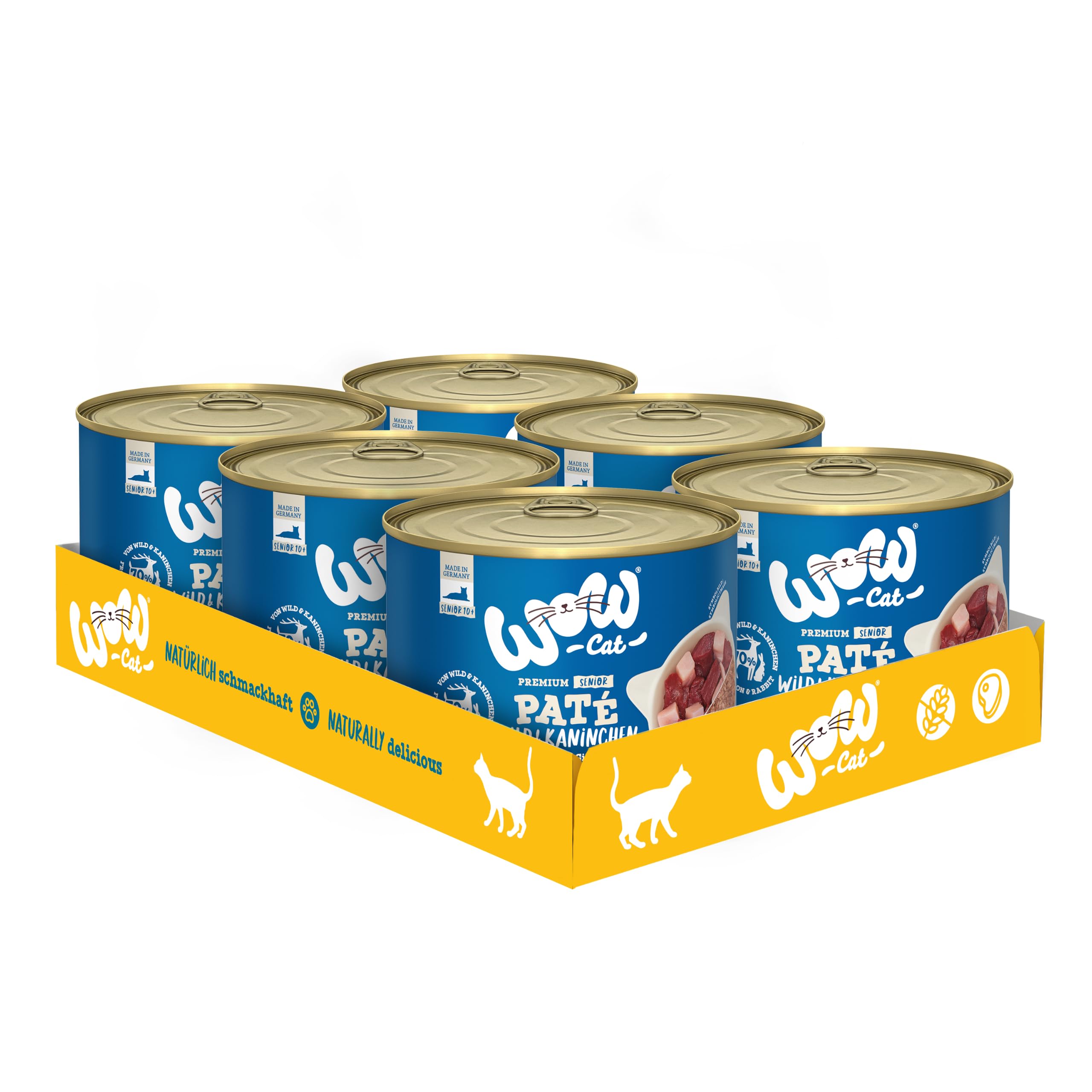 WOW Cat Senior Nassfutter Paté Wild & Kaninchen 24 x 200g | ohne Getreide