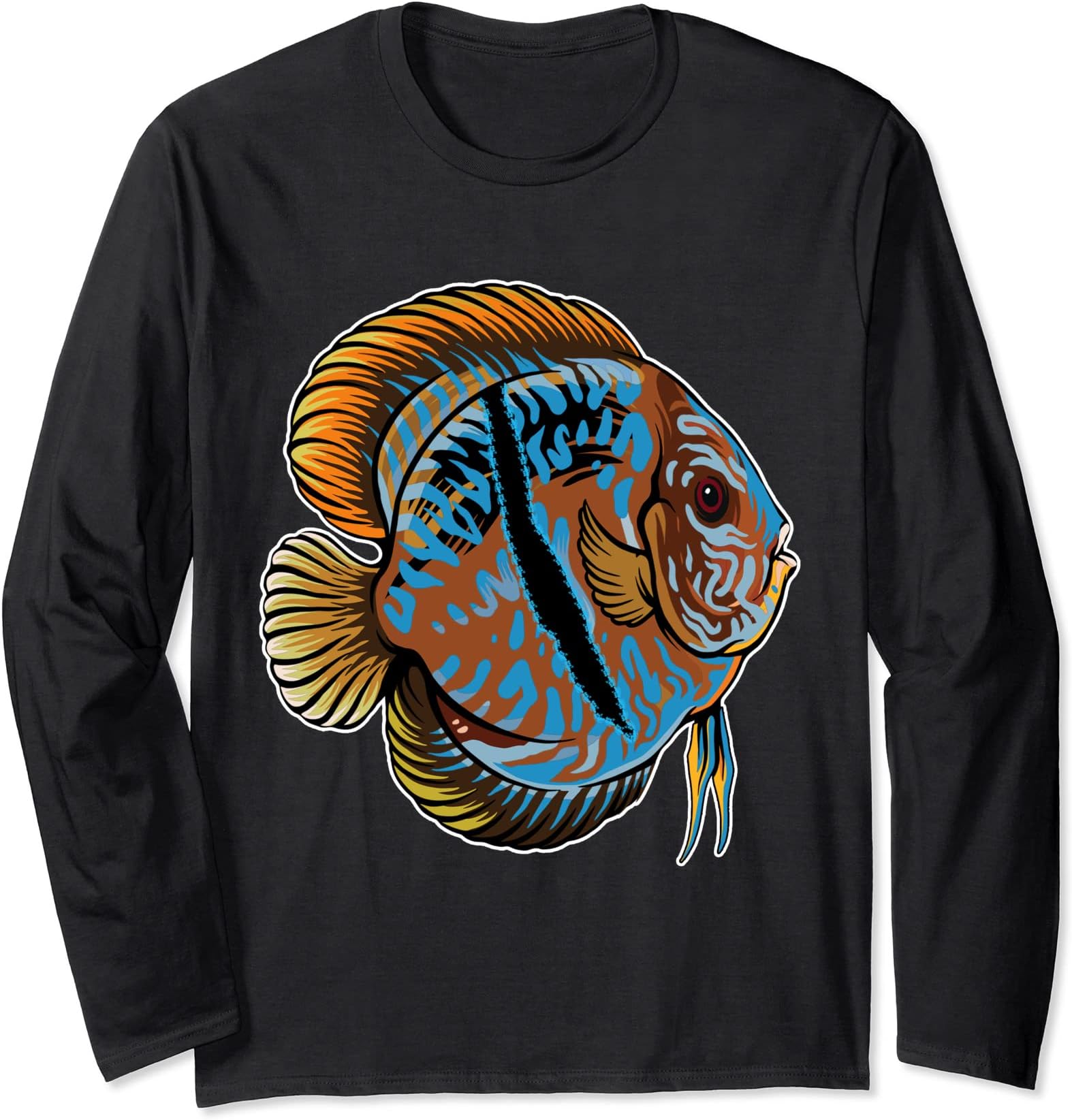 Freshwater Aquarium SymphysodonHeckel Discus Cichlid Aquarium Fish Keeping Aquarist Long Sleeve T-Shirt