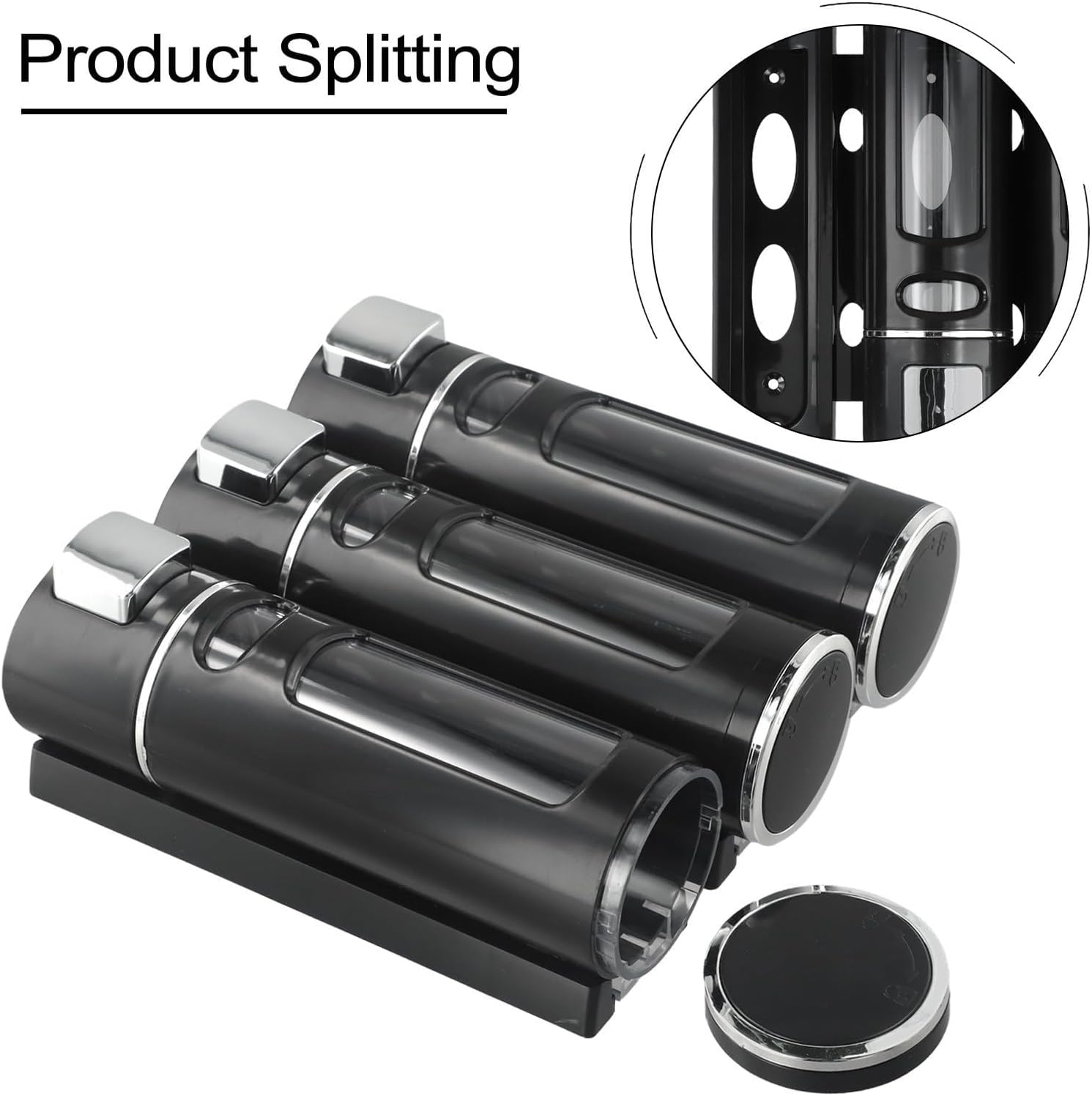 Wall Mount Soap Dispenser Set 3 in 1 Bathroom Shower Gel Dispenser 400ML Large Capacity, for Hotels Home with Easy Installation Black Gold Electroplating