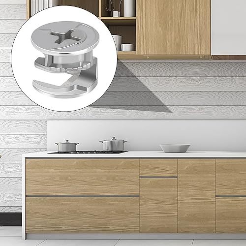 Miniatura 5 de 20 piezas de sujetadores de cerradura de leva para muebles, 0.591 in x 0.472 in, conectores de tuerca de bloqueo de leva para muebles, accesorios