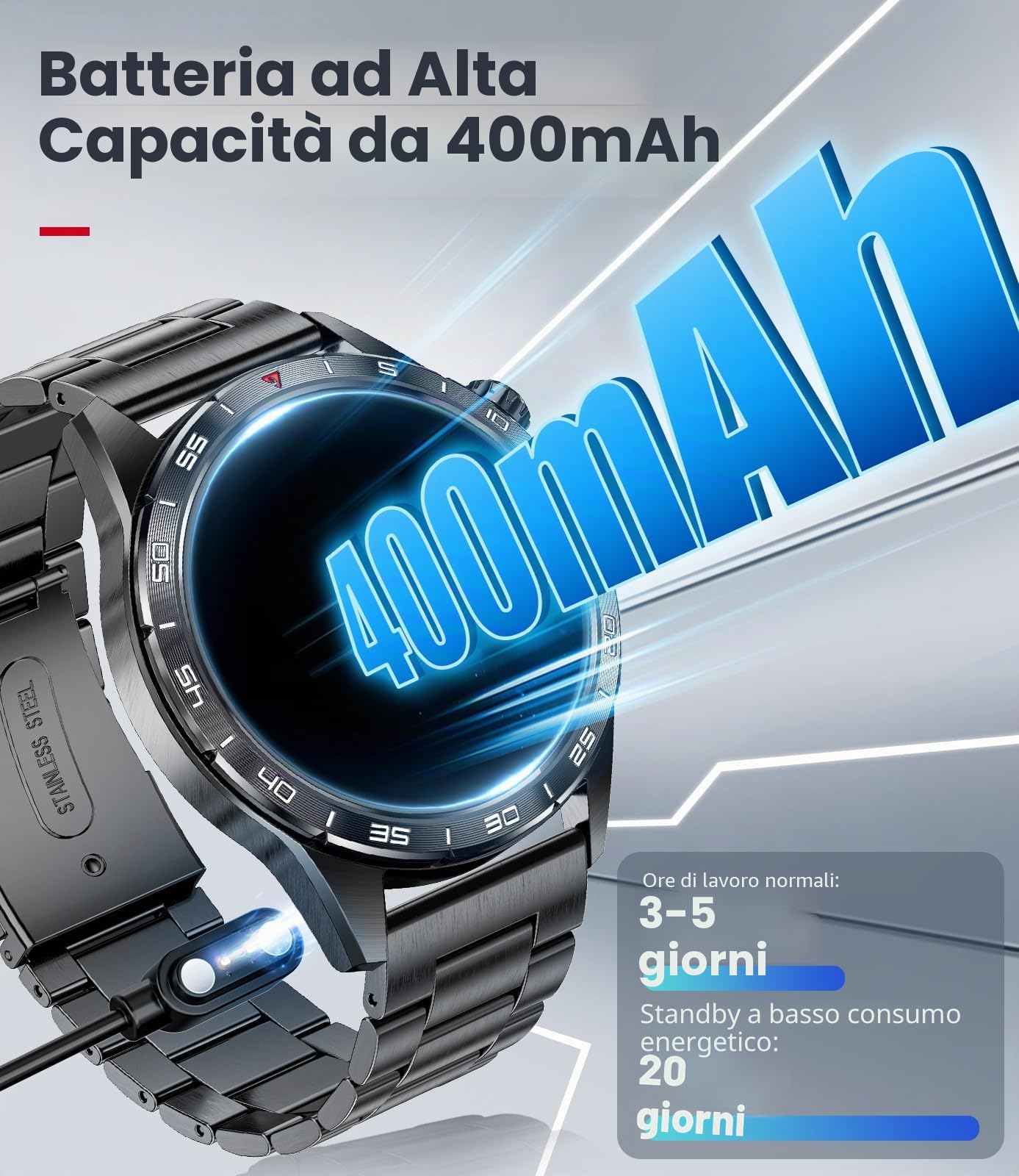 Orologio da uomo con chiamate Bluetooth, 1.43'' HD Amoled schermo Smartwatch con frequenza cardiaca/sonno, IP68 impermeabile orologio fitness con 120 modalità sportive, 3 braccialetto(metallo/pelle