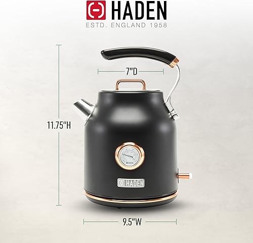 Miniatura 4 de Haden 75070 DORSET - Hervidor eléctrico retro de acero inoxidable de 1.7 litros con apagado automático y protección contra hervido en seco,
