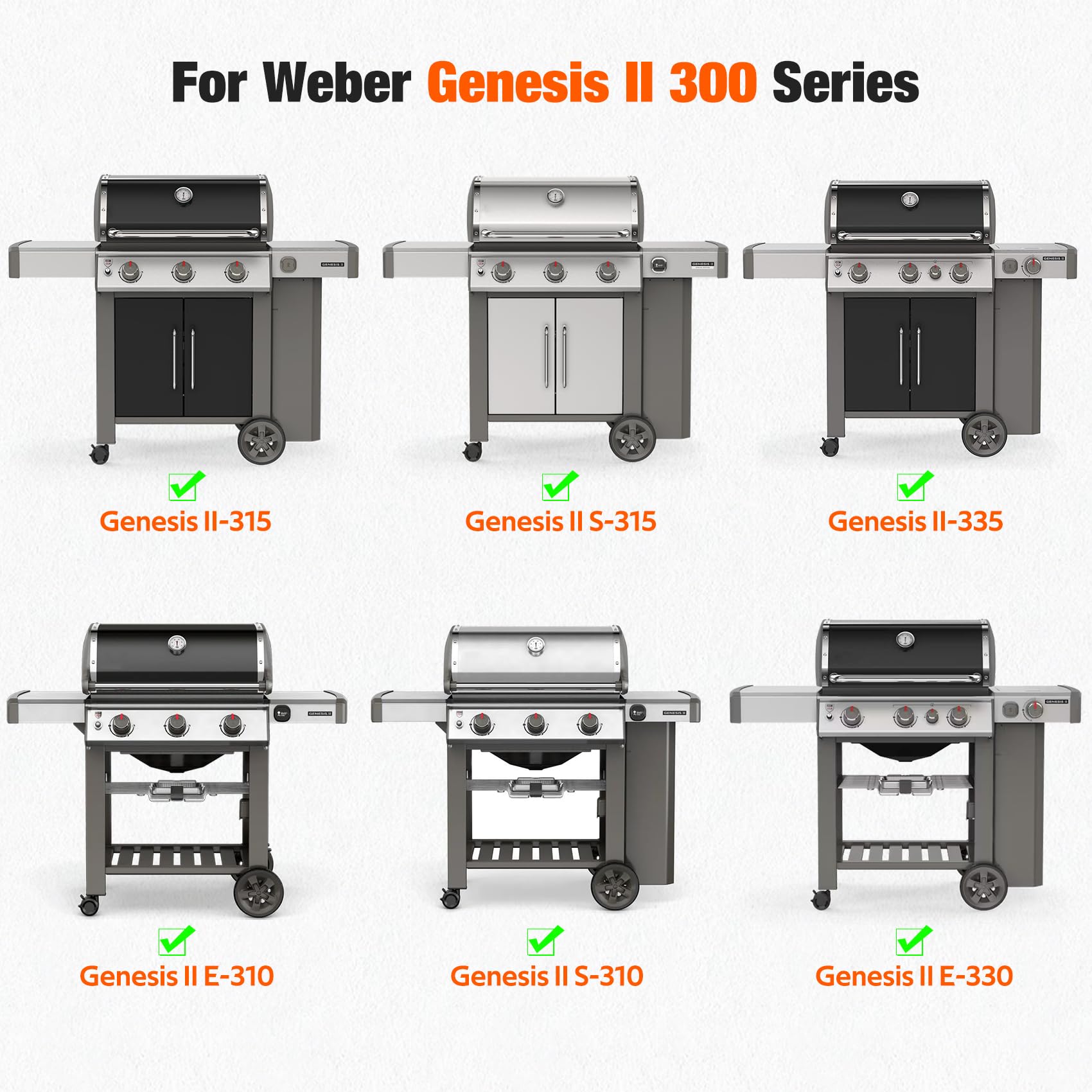 onlyfire Griglia di Riscaldamento BBQ in Acciaio Inox per Barbecue a Gas Weber Genesis II Serie 300, Genesis II E/S-310, II E-315, II E/S-335, Griglie Riscaldanti di Ricambio per Weber 66044