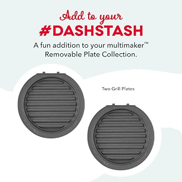 Dash MultiMaker Mini System Removable Plate Set - Nonstick Replacement Plates for Fun-Shaped Waffle Breakfast - Waffle Maker Not Included - Two-Pack - Grill Plates, 4-Inch