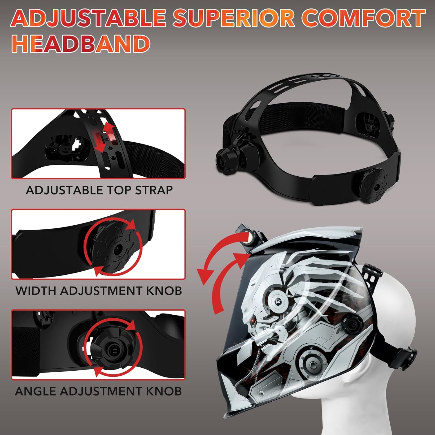 Large Viewing Welding Helmet Auto Darkening Welding Mask with Light Solar Powered True Color Welder Mask with 4 Arc Sensor Wide Shade 4/5-9/9-13 for TIG MIG ARC Weld Grinding (JH-PAL02)