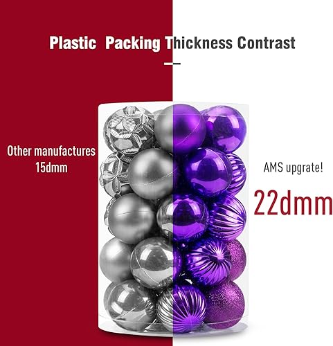 Miniatura 7 de AMS Esferas de Navidad de Halloween de 34 unidades, adornos grandes para decoración de fiestas, inastillables, colgantes para decoración de árbol de