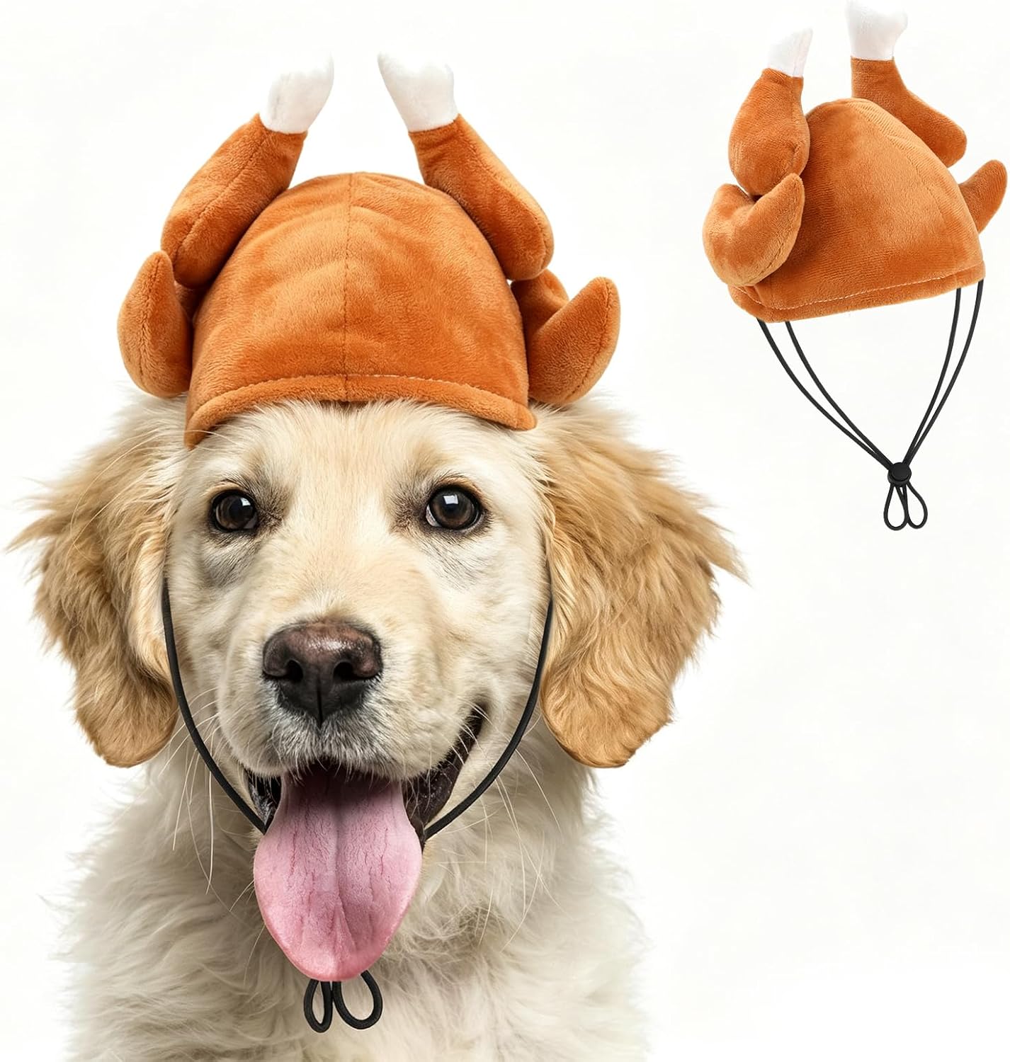 BWOGUE Medium Dog Thanksgiving Turkey Adjustable Party Hat | Neat stitching durable fabric, washable and reusable for annual Thanksgiving holiday celebrations.
