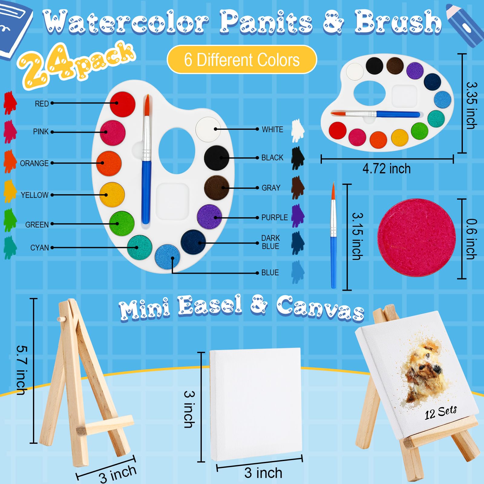 Amazon | 水彩絵の具セット 水彩絵の具 パーティー記念品 キャンバス