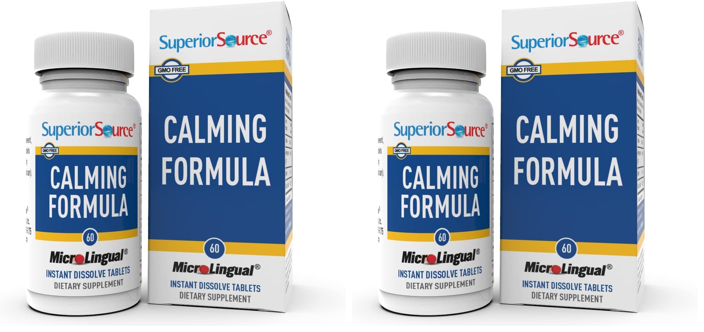 Superior Source Calming Formula, L-Theanine, Melatonin, Under The Tongue Quick Dissolve MicroLingual Tablets, 60 Ct, 5-HTP for Enhanced Serotonin Conversion, Sleep Support, Non-GMO (Pack of 2) 60 Count (Pack of 2)