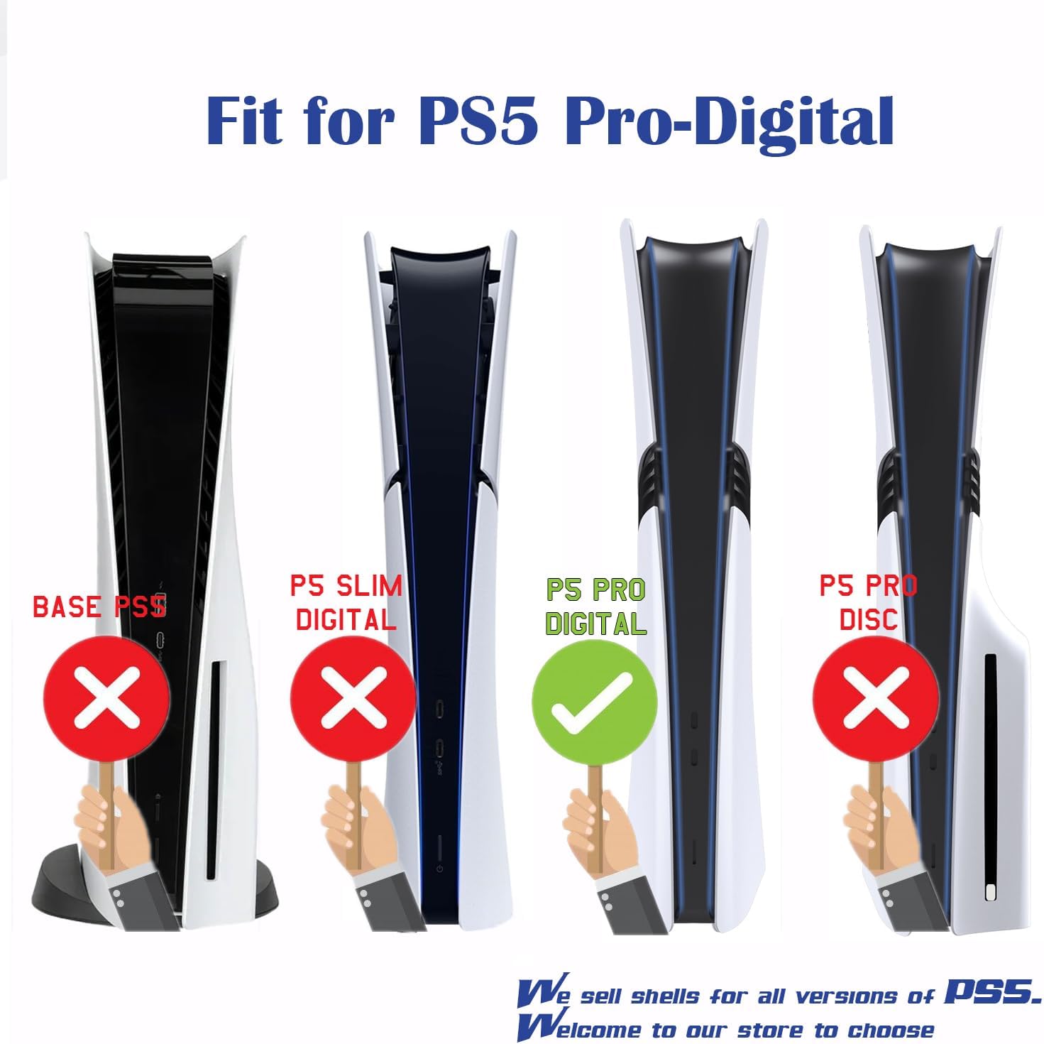 PEYANZ Faceplate for PS5 Pro (Digital Edition), Cover Plate, ABS Shell, Matt Skin, with Extra 2 Controller Silicone Covers (Grey) - Image 3