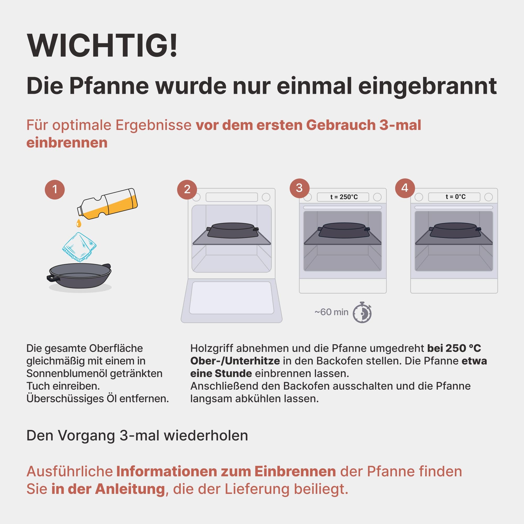 Gusseisenpfanne Ø28cm tief mit Glasdeckel abnehmbahrer Holzgriff Induktion | Hochwertige Bratpfanne aus Gusseisen unbeschichtet Eisenpfanne Eisenpfanne für alle Herdarten Grill und offenes Feuer