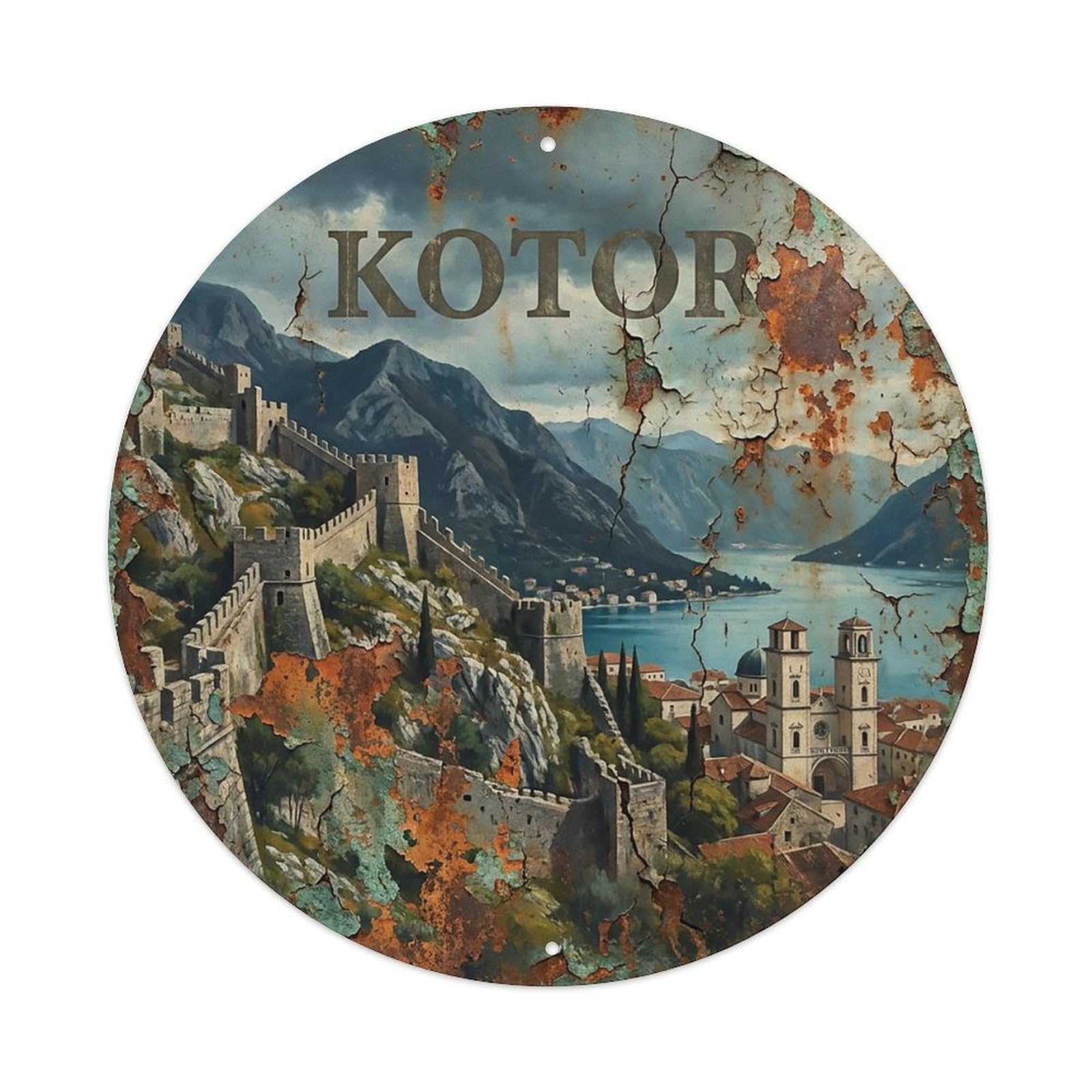 Vintage Travel Montenegro Kotor Metal Tin Sign