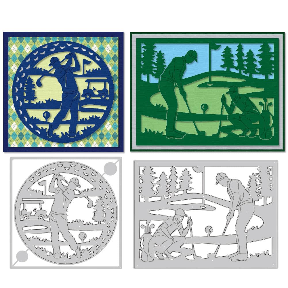 DELORIGIN Playing Golf Frame Cutting Dies Card Making Sports Season Die Cut Carbon Steel Die Cuts Stencils Card Scrapbooking Embossing Template for DIY Paper Craft Making Album Gift Invitation Decor
