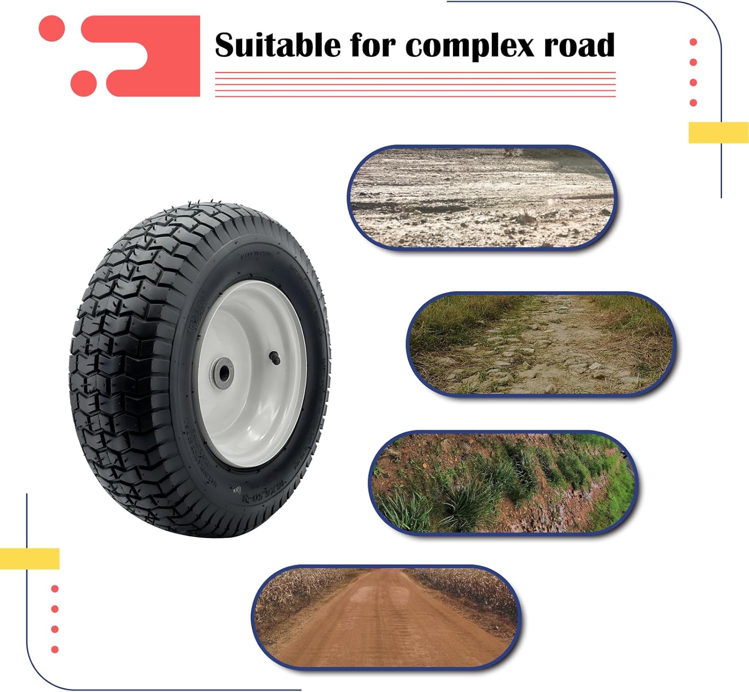 2-Pack 16 x 6.50-8 Riding Lawn Mower Tire with Rim, 3/4" or 5/8'' Bushing, 16 Inch Tire Assembly for Garden Tractor.3"-6''Offset Hub. (16 x 6.5-8 Tube Type,3" Offset Hub,Fit Most John Deere)