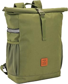 Nylon Bicycle Laptop Bag Roll Top Bike Backpack Pannier for Rear Rack | 3 in 1 Bag,Roll-top Closure, Reflective Details, fits up to 16" Laptop, for Daily Commuting, Outdoor Travel Hiking Daypack