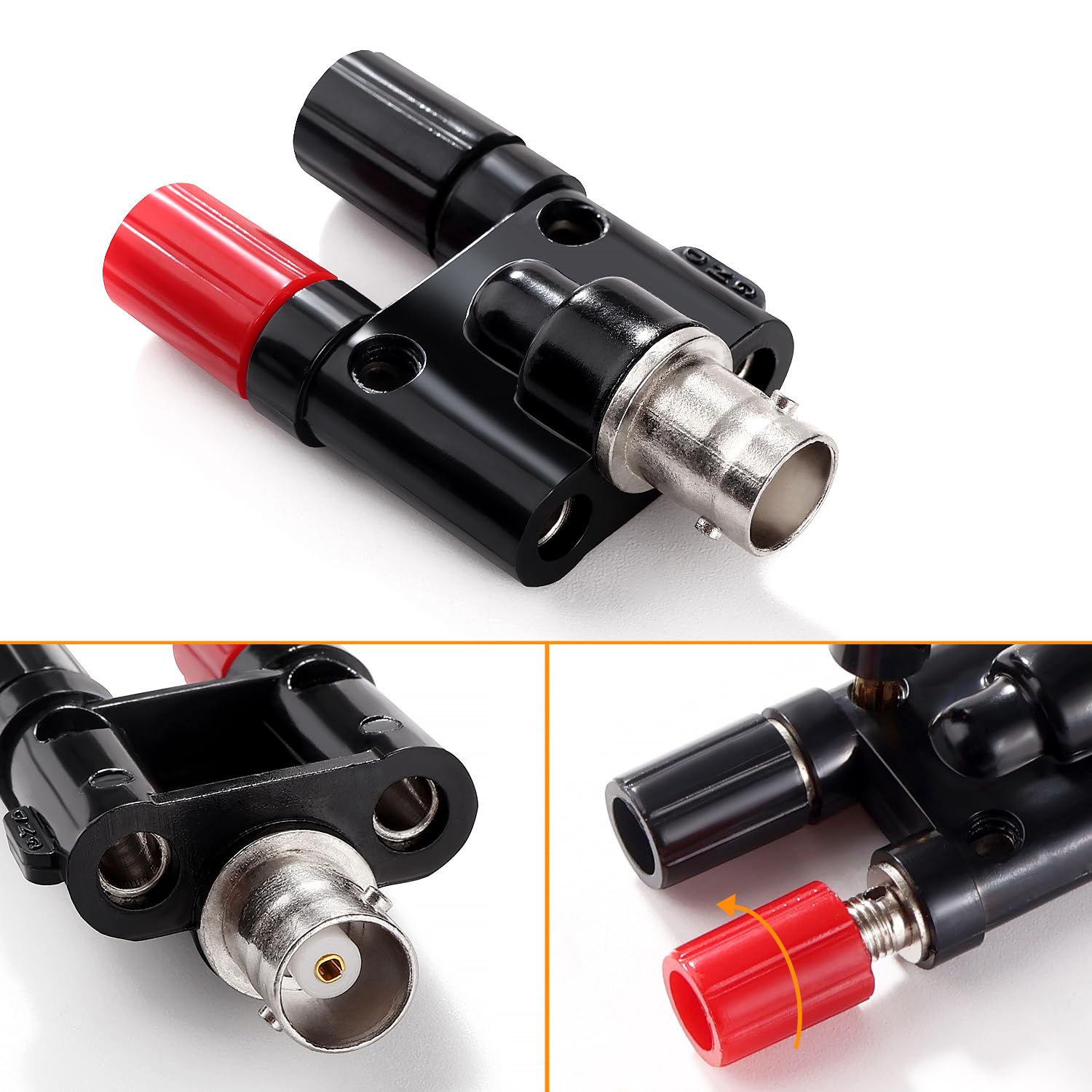 BNC Żeński na 2 x 4mm Podwójny Wtyk Bananowy Adapter Koncentryczny do Kabla Oscyloskopowego, Rozdzielacz Koncentryczny RF, BNC Żeński na Podwójny Wtyk Bananowy