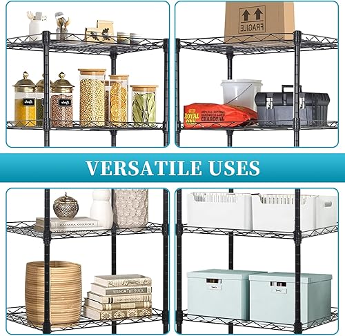 Miniatura 6 de Estantería de 5 alambres ajustable, estante de almacenamiento de metal con patas niveladoras para armario, lavandería, despensa, cocina, garaje,