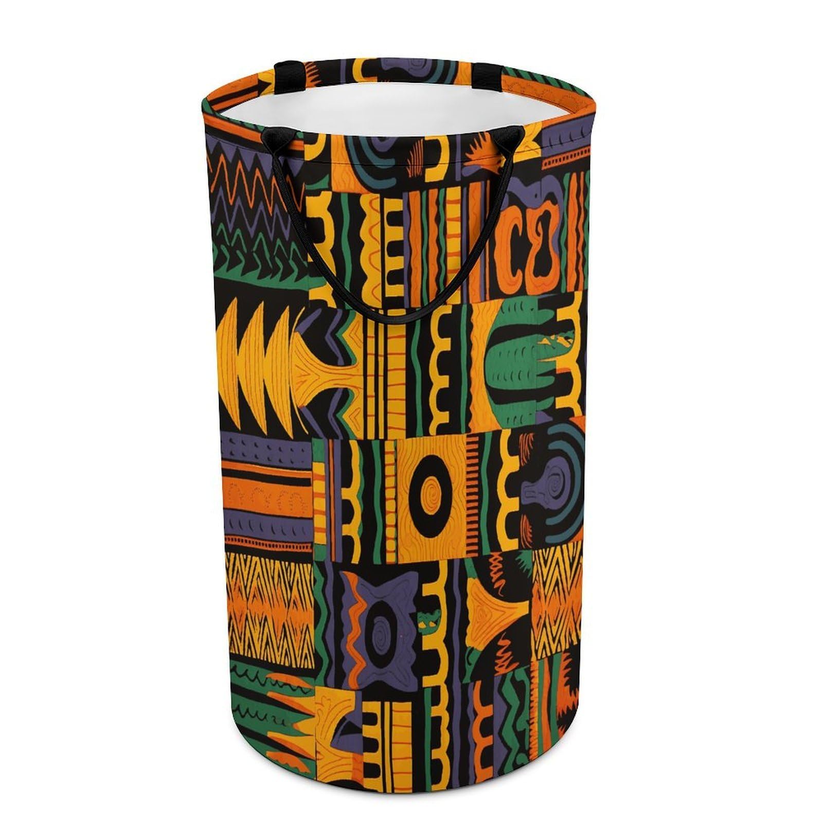African Ethnic Pattern1 Laundry Basket Waterproof Laundry Hamper Freestanding Collapsible Clothes Hamper with Reinforced Handles 86L Large Foldable Tall Clothes Basket for Bathroom