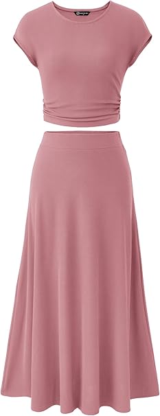 PRETTYGARDEN Two Piece Skirt Set for Women 2025 Summer Spring Dressy Casual Knit Travel Vacation Matching Lounge Outfits