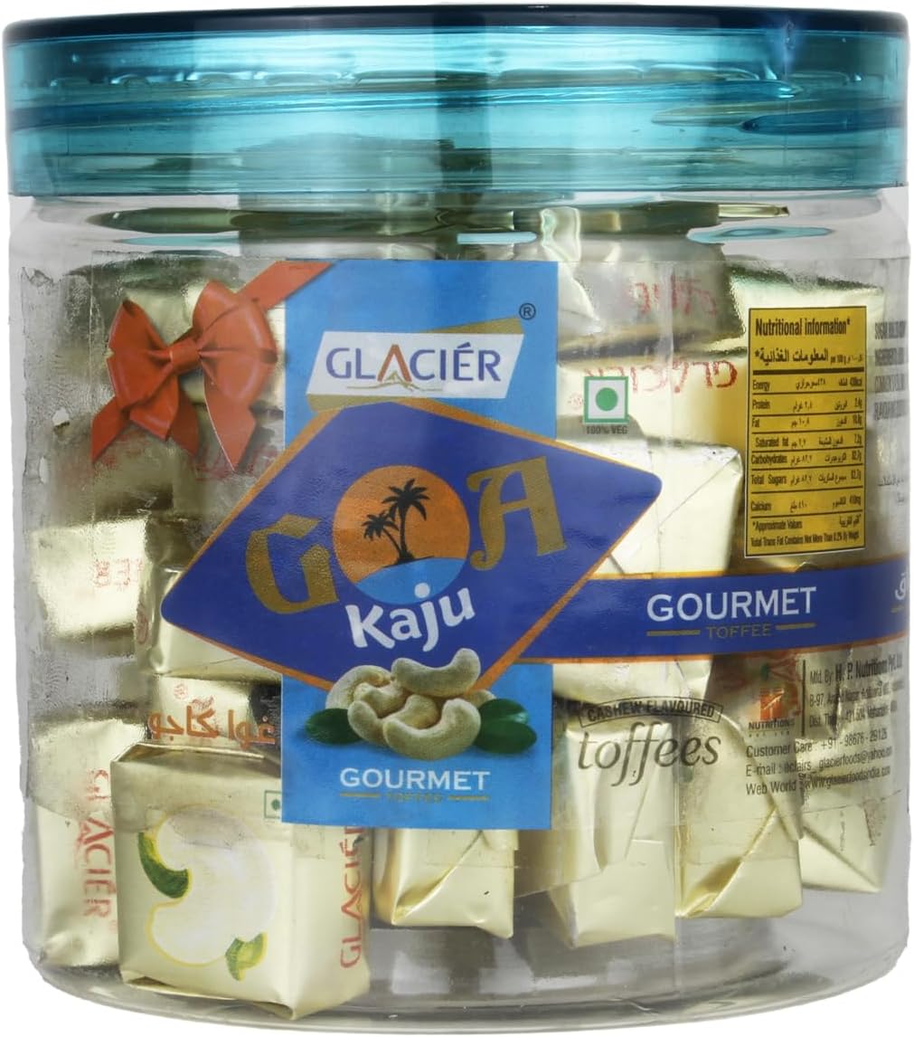 Goa Kaju Toffee/Soft and Tasty Butter and Cashewnut Flavour/Cashewnut Toffees/Healthy and Tasty/Goa Kaju Tin Pack