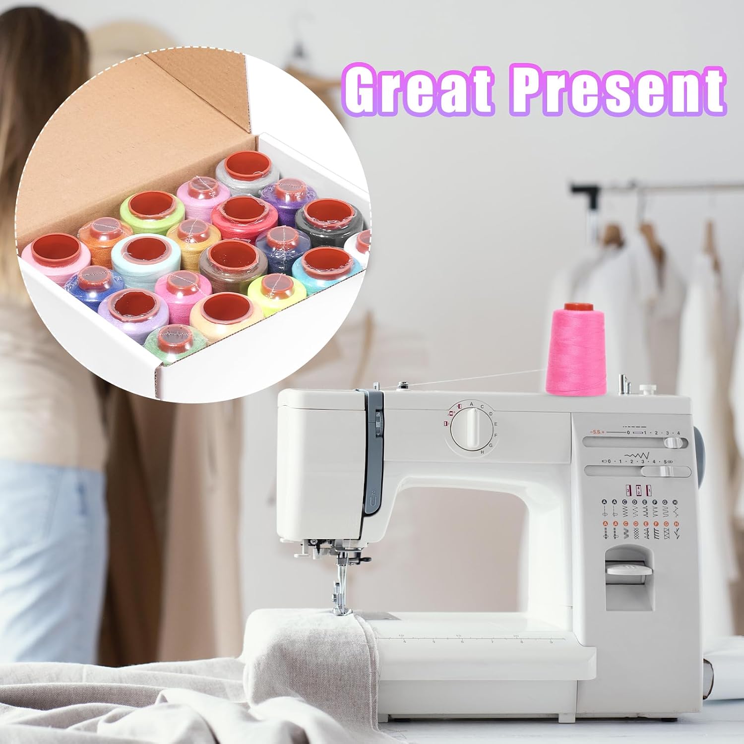20 Pcs Sewing Embroidery Thread Kit, Each 800Y of Polyester Threads for Sewing Machine, All Purpose Color Sewing Thread of Polyester Threads for Sewing Machine, Hand Stitching, Quilting, Serger