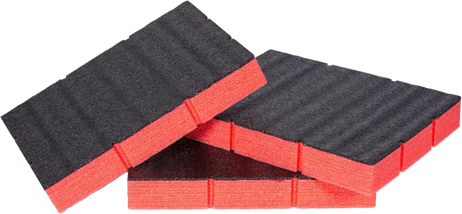 Econo Foam Inserts- Fits Milwaukee Packout ™ 48-22-8443 (3 Piece Foam Kit) Black/Red