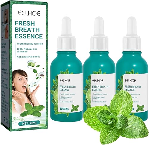 3 piezas Fresh Breath Essence  Gel de dientes limpios para el cuidado bucal de aliento fresco, eliminación de olores de boca limpia, gotas para mal