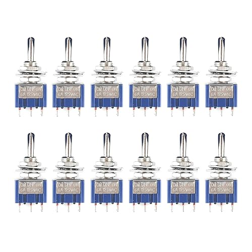 12 PCS SPDT Mini Micro Toggle Switch, On/Off/On 3 Position