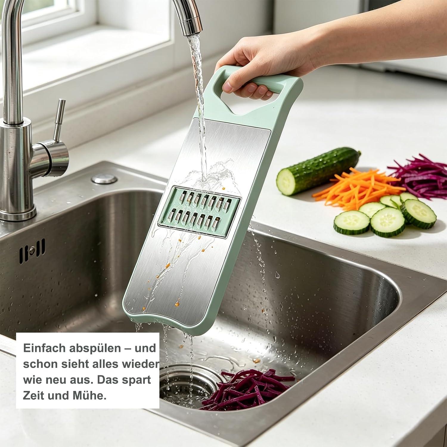 Magnetic Vegetable Cutter, Stainless Steel Julienne Cutter, Slicer Vegetables with 3 Shapes, Grater for Vegetables, Vegetable Chopper for Pens, Slices (G-1) image 4