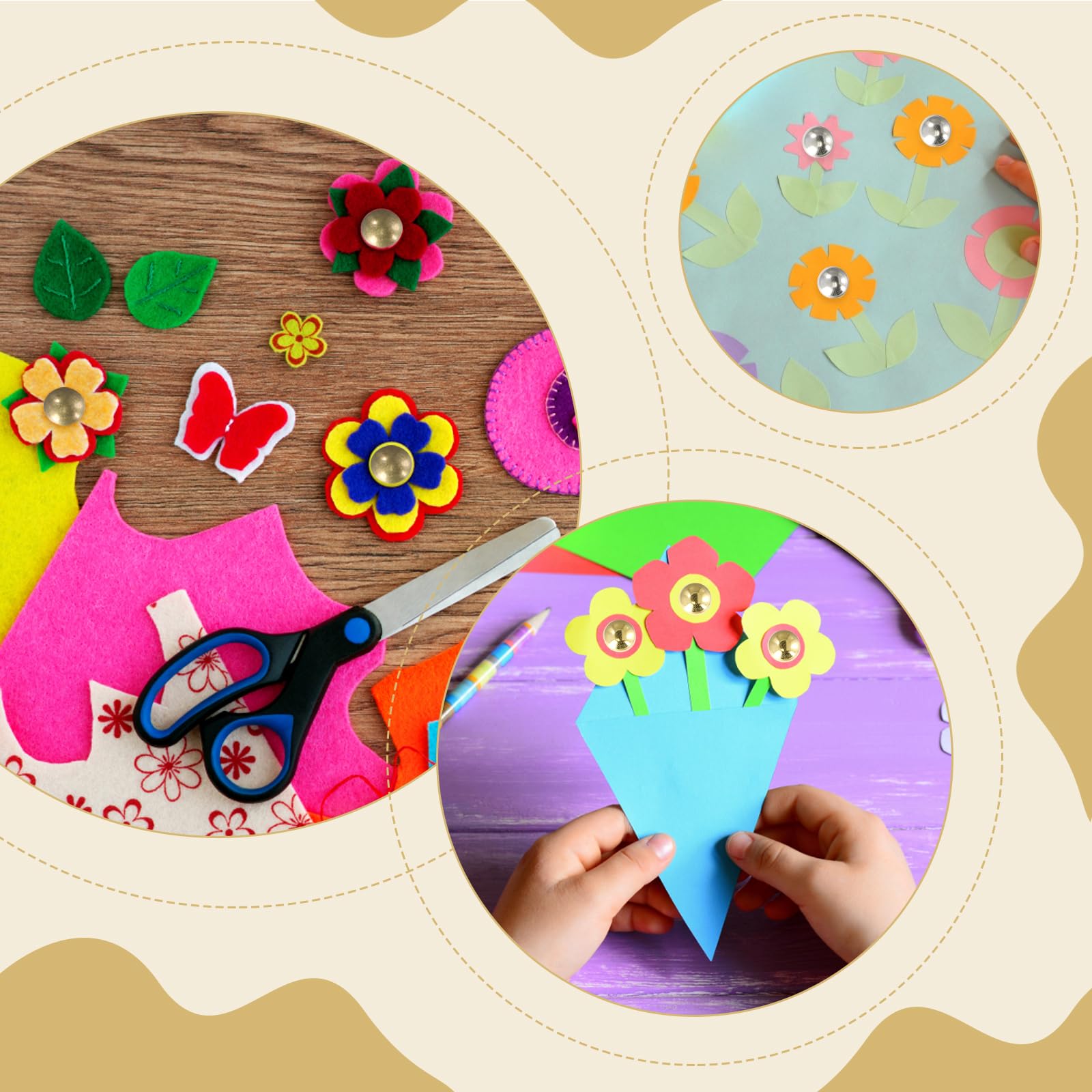 Tunejoy Mini Brad Colore Rotonda Mini Brad Metallo Cuore Mini Brad Fermacampioni con Pinze Perforatrice a Foro Foratrice per Scrapbooking Carta DIY Artigianato Album 350 Pezzi