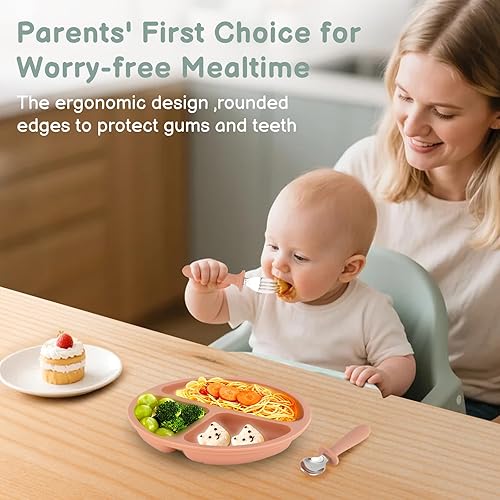 Miniatura 10 de Utensilios para niños pequeños, paquete de 6 cubiertos para niños con mango de silicona, tenedores y cucharas seguros de acero inoxidable 188, aptos