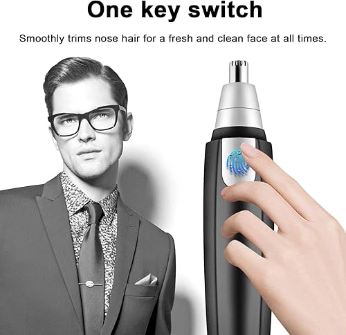 Miniatura 3 de Recortadora de pelo de nariz para hombres y mujeres. Cortadora de pelo facial profesional sin dolor, sin dolor, para cejas. Funciona con pilas,